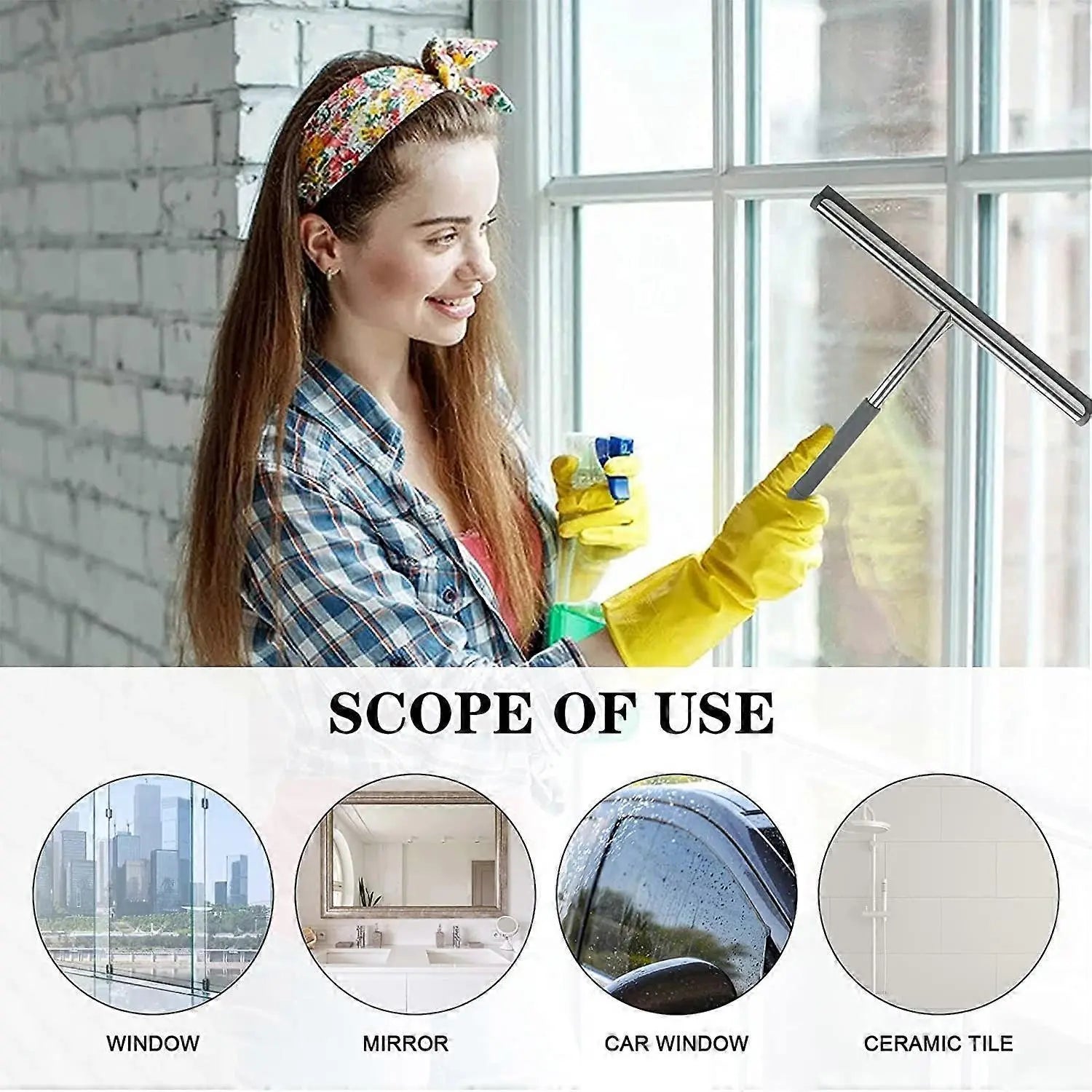 Stainless Steel Silicone Shower Squeegee, Glass Cleaning Tool Wholesale Hub