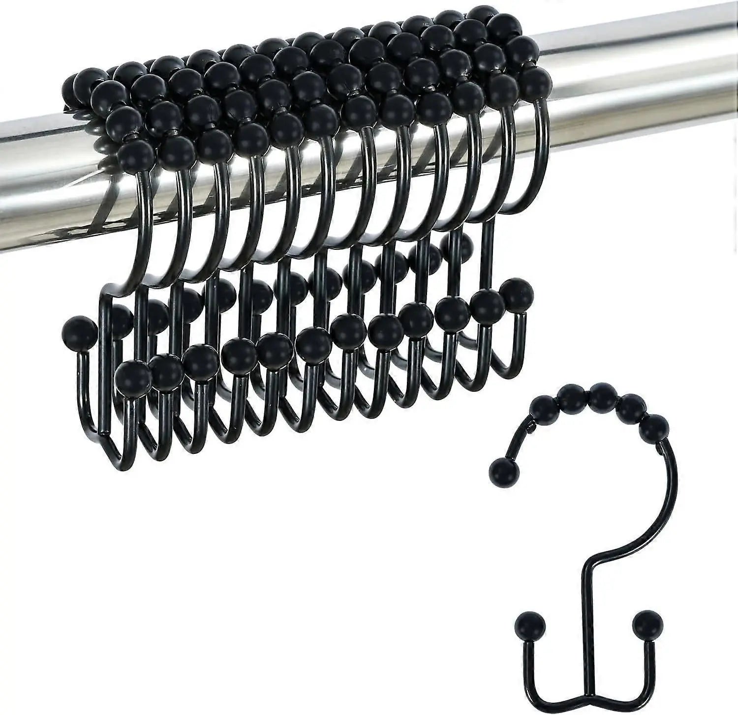 12pcs Double-Sided Metal Shower Curtain Hooks Anti-Rust Sliding Hooks Wholesale Hub