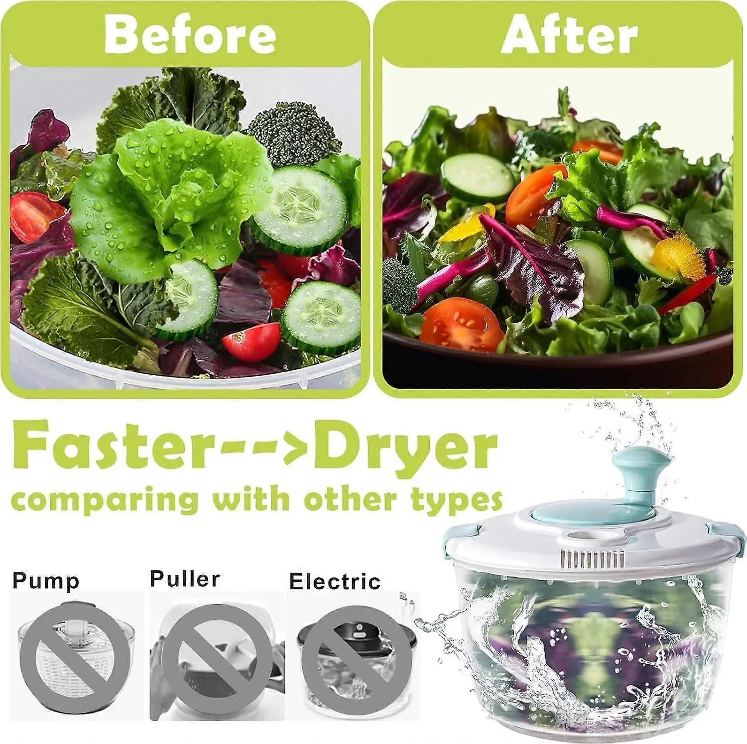 Salad Spinner 4.8Qt Vegetable Lettuce Washer Dryer Bowl Wholesale Hub