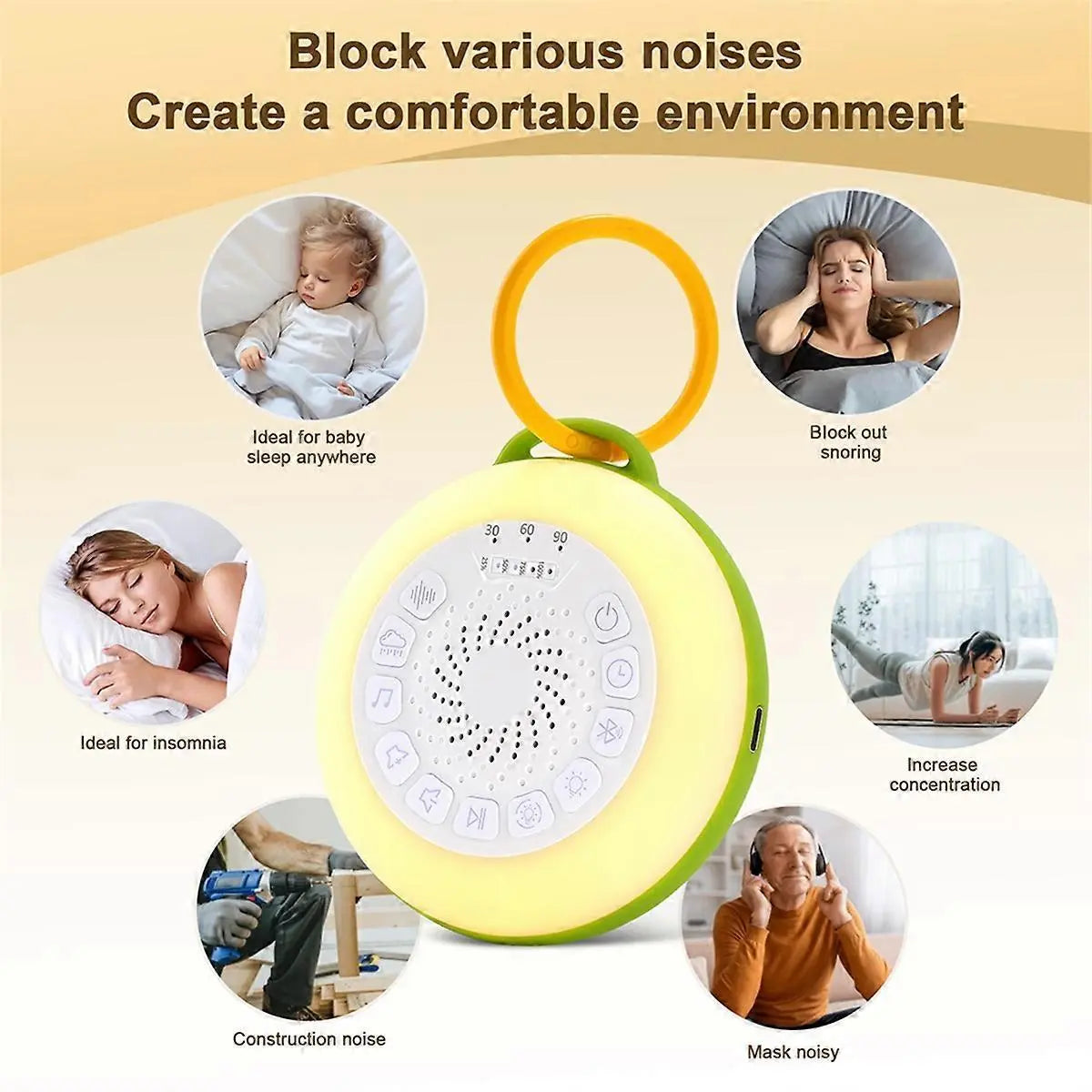 White Noise Machine with 11 Adjustable Sounds Blue Wholesale Hub