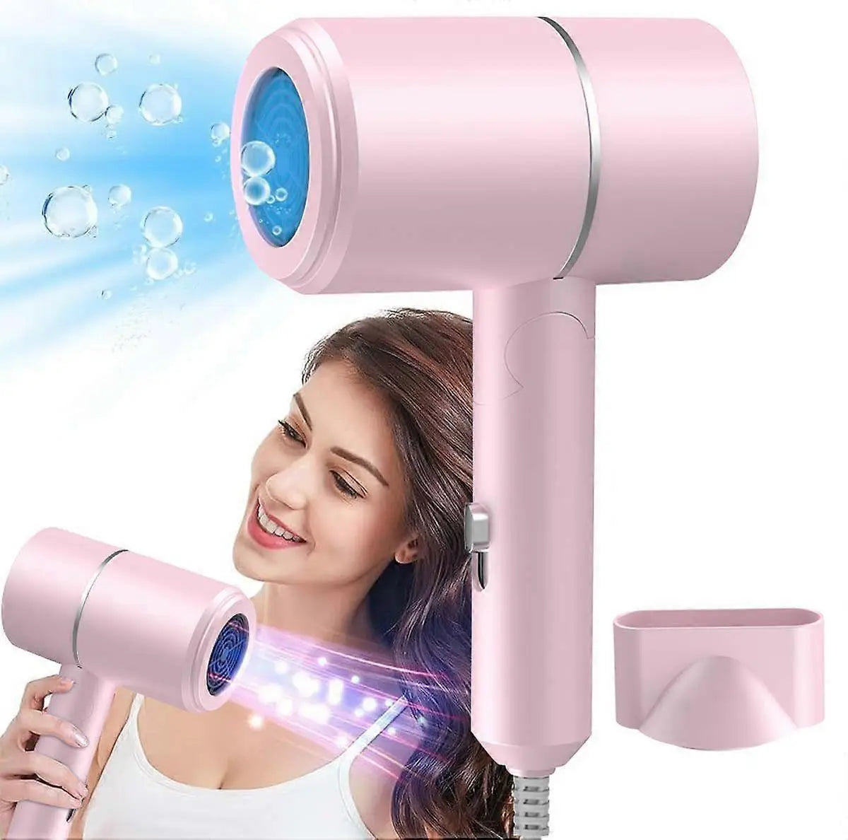 Negative Ion High Power Hair Dryer Pink Lightweight Compact Wholesale Hub