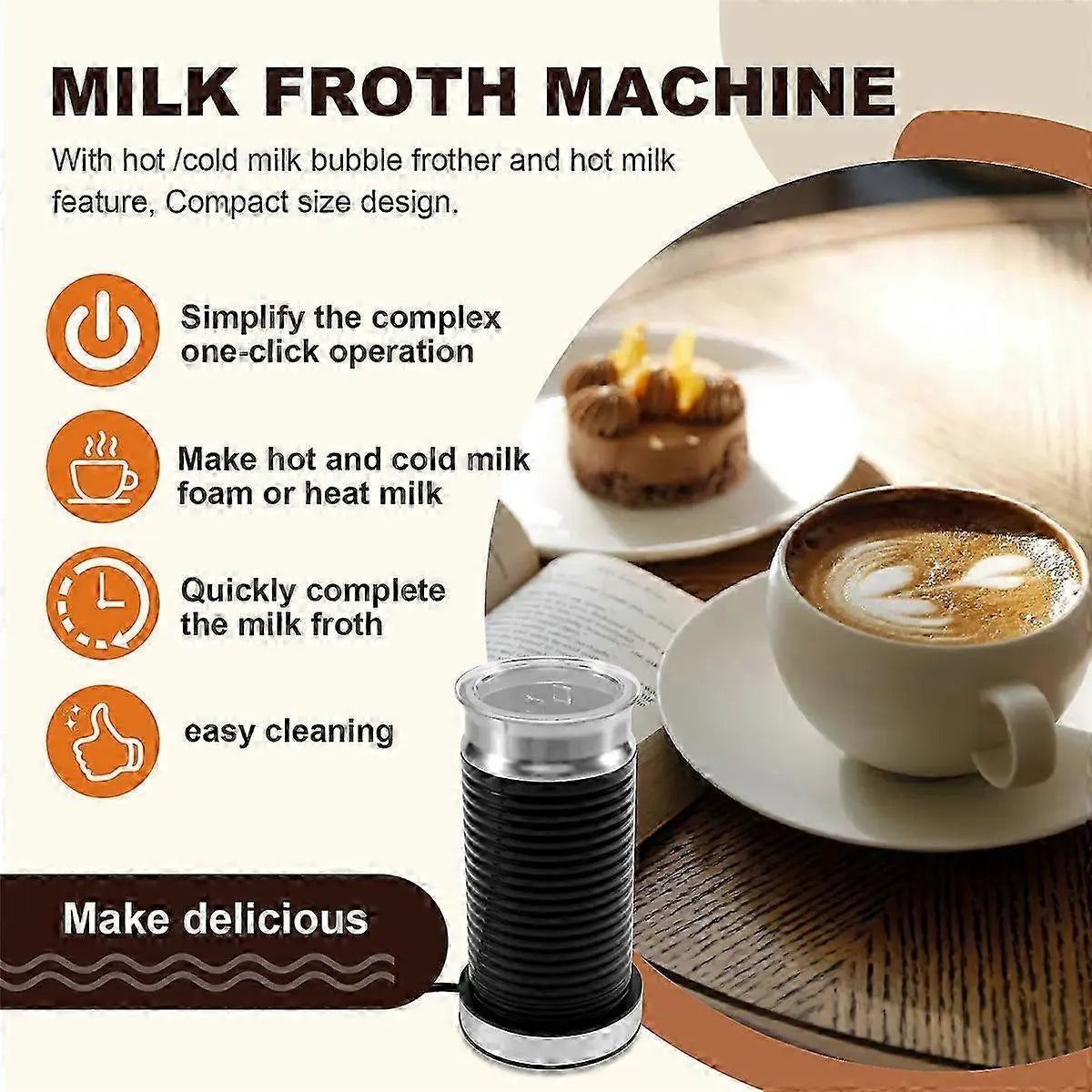 Automatic Hot & Cold Milk Frother Machine Cappuccino Coffee Maker Companion Wholesale Hub