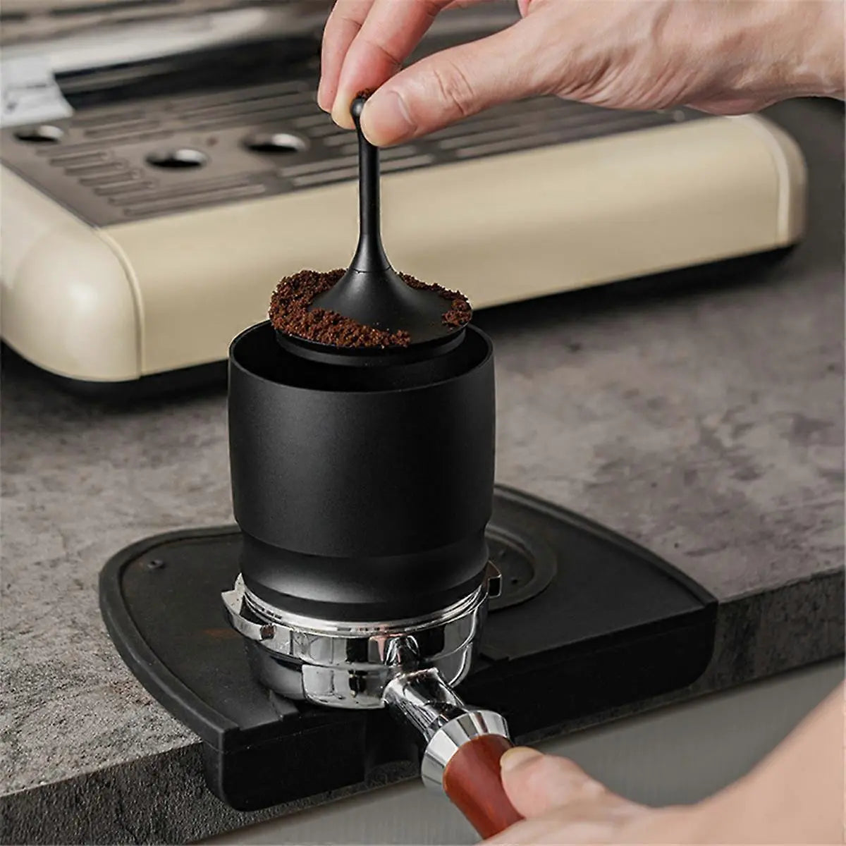58mm Coffee Dosing Cup Aluminum Alloy Espresso Funnel Silver Barista Tool Wholesale Hub