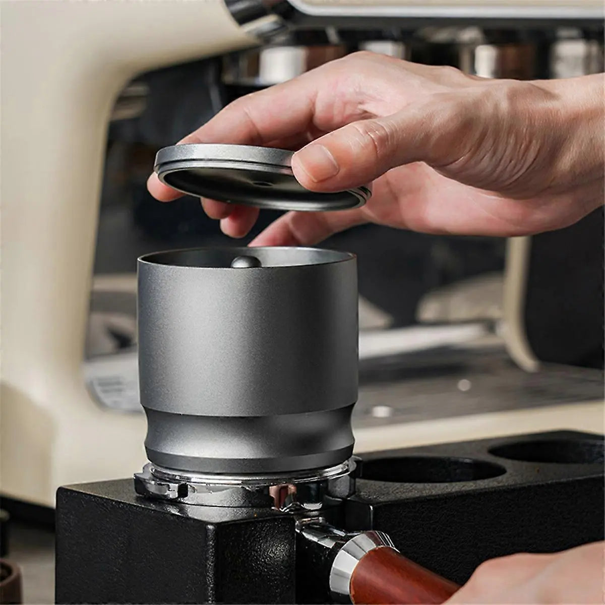 58mm Coffee Dosing Cup Aluminum Alloy Espresso Funnel Silver Barista Tool Wholesale Hub