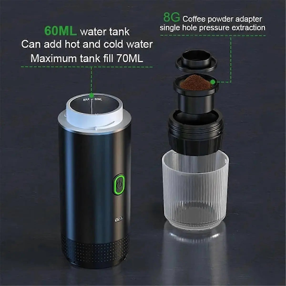 Wireless Portable Espresso Coffee Machine Capsule & Powder Travel Maker Wholesale Hub