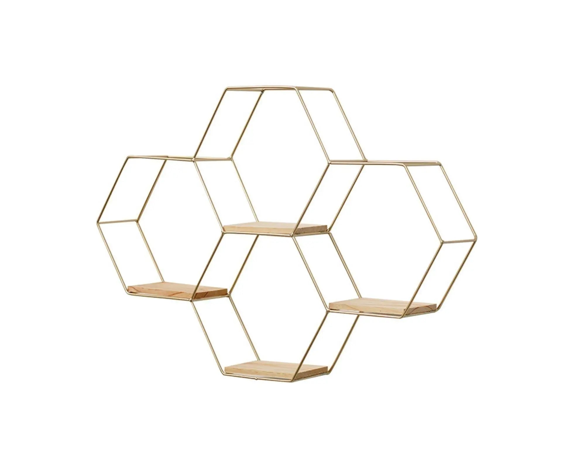 Nordic Hexagonal Iron Stand Small Pot Wall Holder Home Shelf Storage Holder-Golden M Wholesale Hub