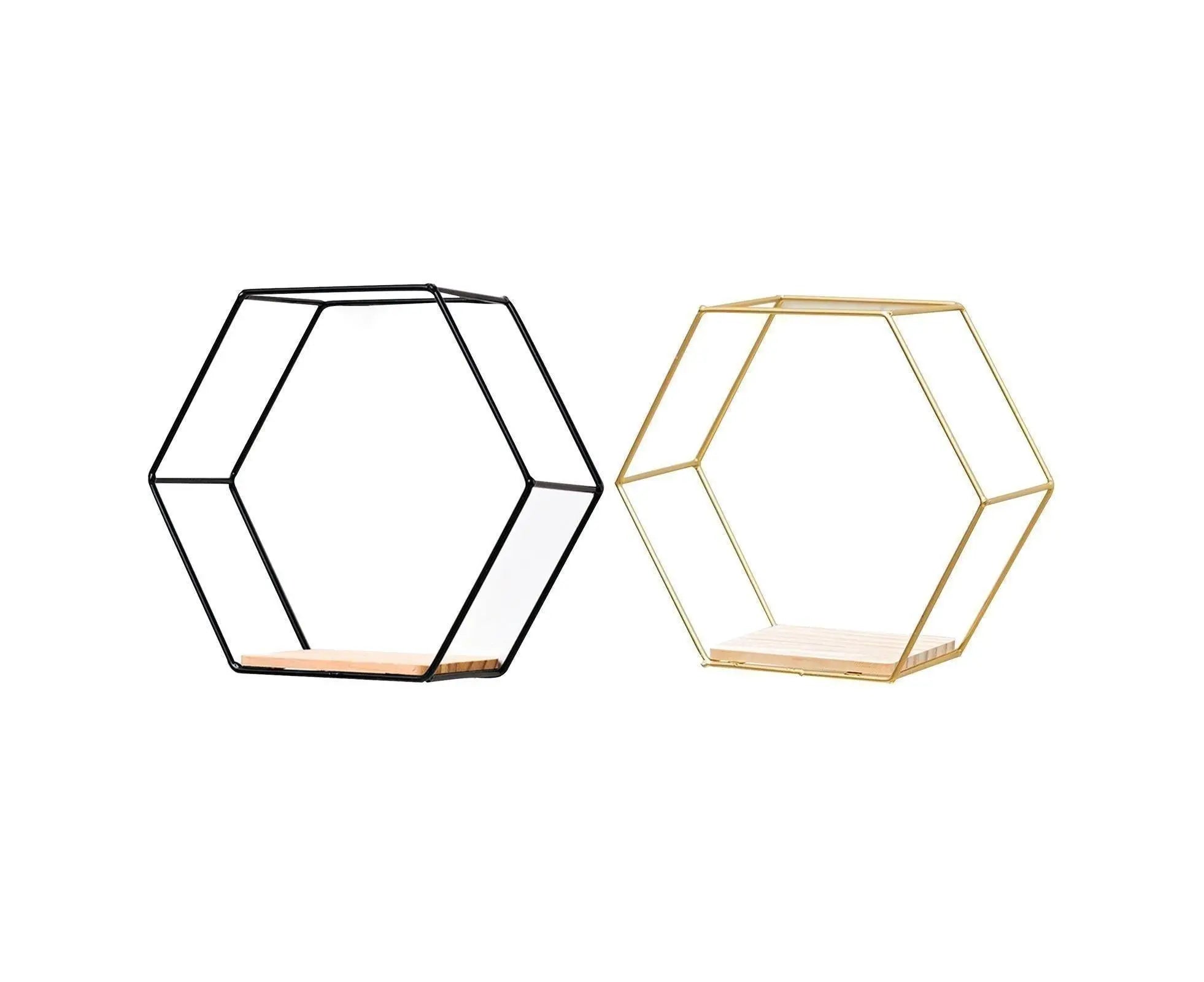 Nordic Hexagonal Iron Stand Small Pot Wall Holder Home Shelf Storage Holder-Golden M Wholesale Hub