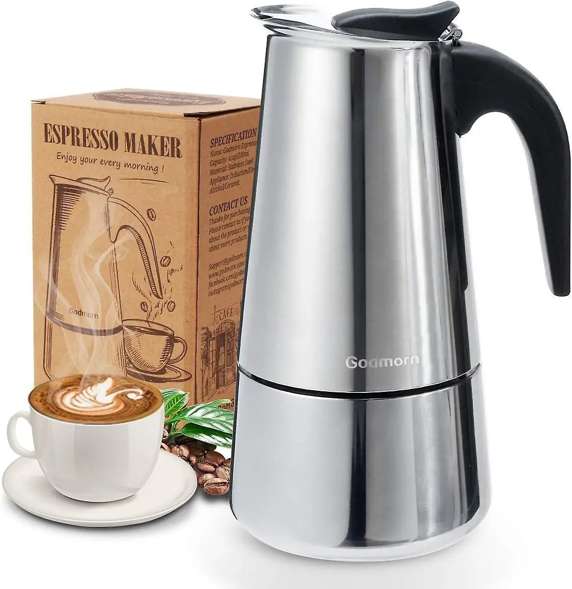 Stainless Steel Italian Moka Pot 300ml Espresso Maker Induction Compatible Wholesale Hub
