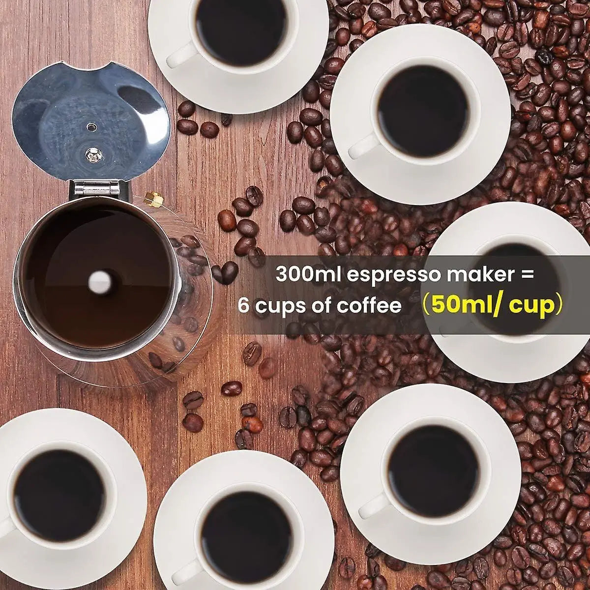 Stainless Steel Italian Moka Pot 300ml Espresso Maker Induction Compatible Wholesale Hub