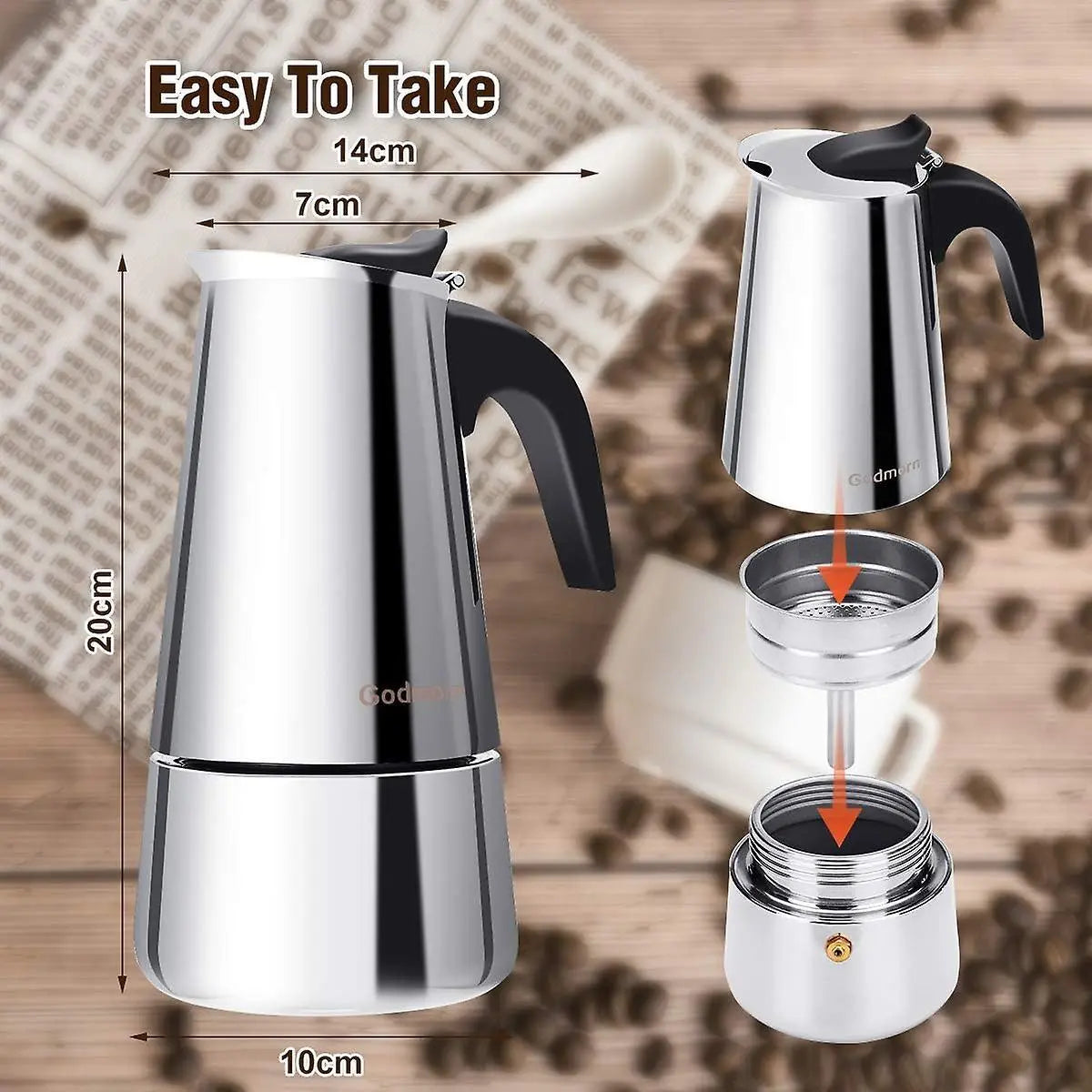 Stainless Steel Italian Moka Pot 300ml Espresso Maker Induction Compatible Wholesale Hub