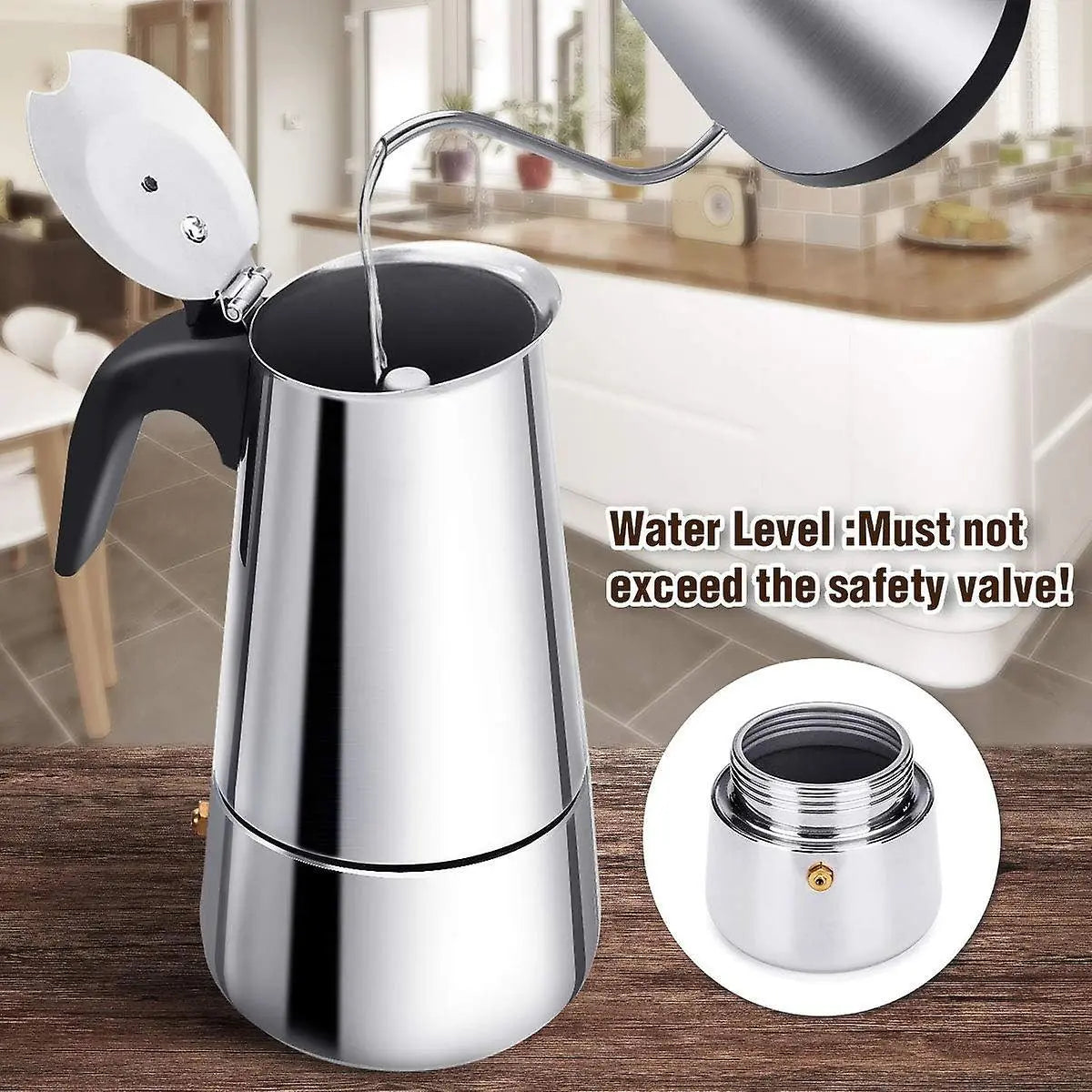 Stainless Steel Italian Moka Pot 300ml Espresso Maker Induction Compatible Wholesale Hub