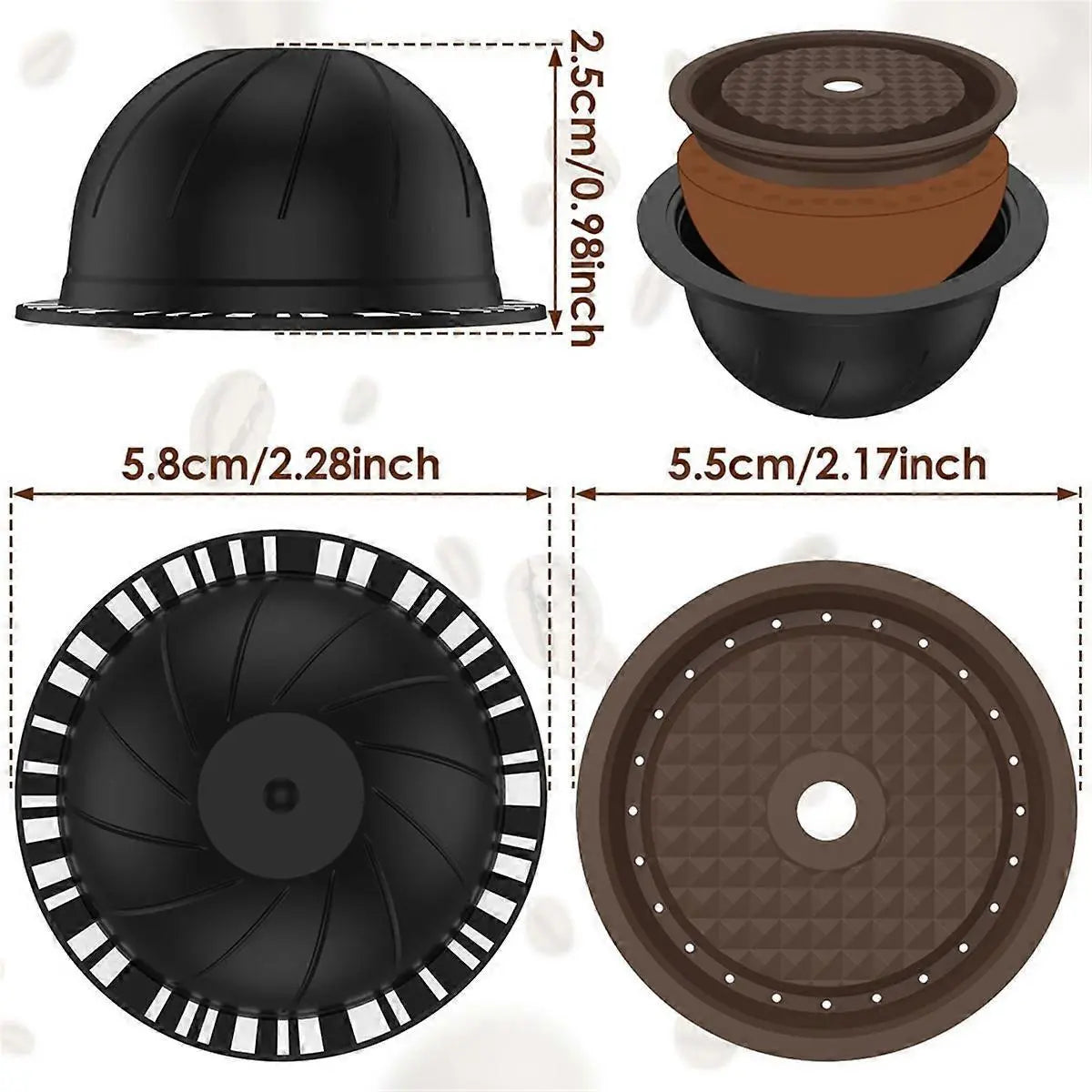 5Pcs Reusable Vertuo Coffee Pods with 2 Silicone Lids Spoon and Cleaning Brush Wholesale Hub