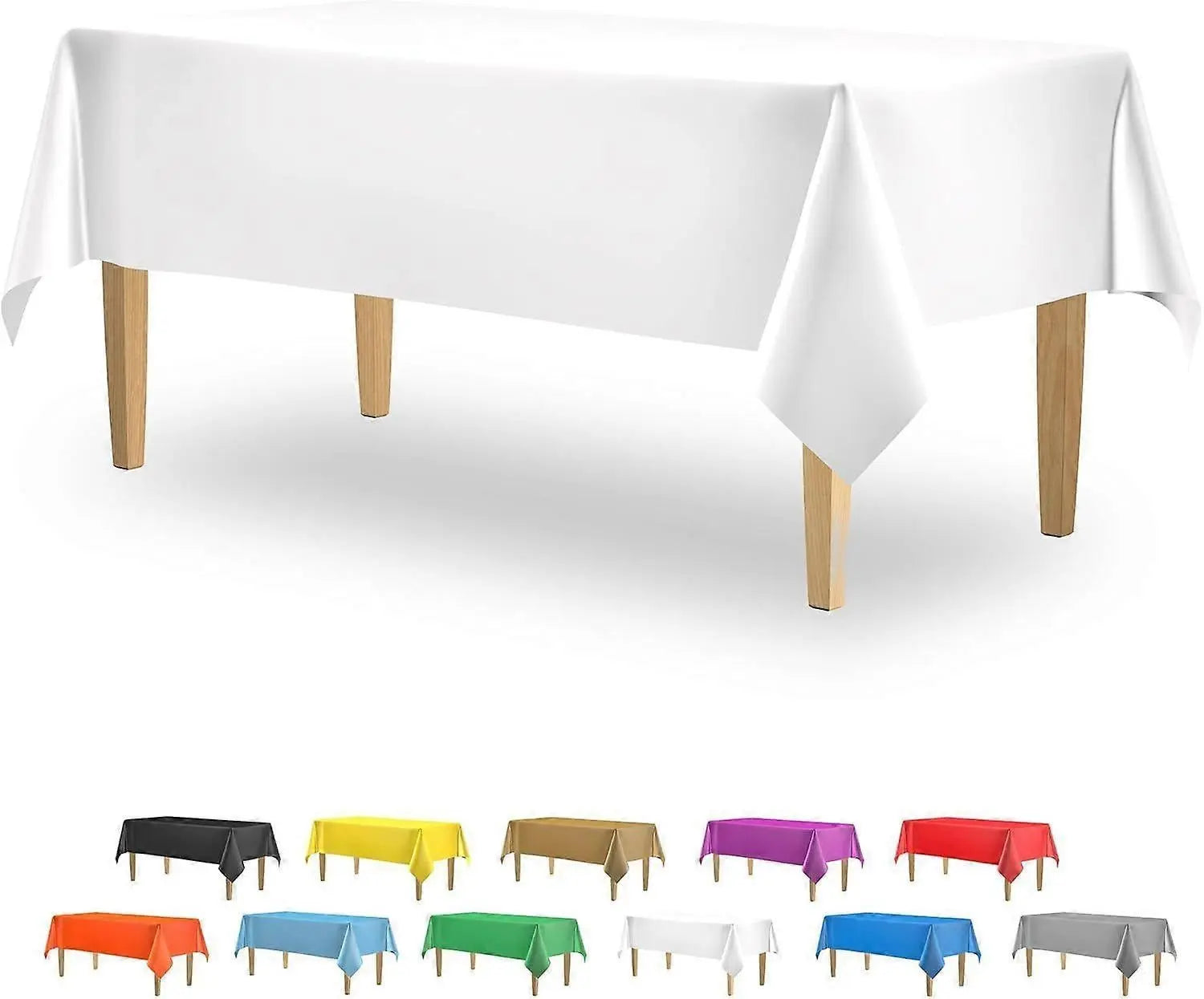 5 Pack Premium White Plastic Tablecloth - 108 x 54 in Wholesale Hub