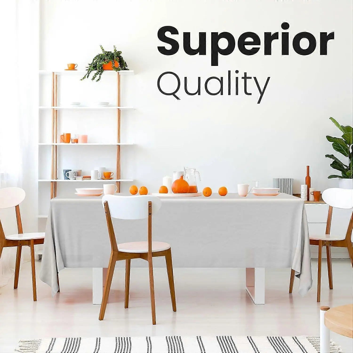 5 Pack Premium White Plastic Tablecloth - 108 x 54 in Wholesale Hub