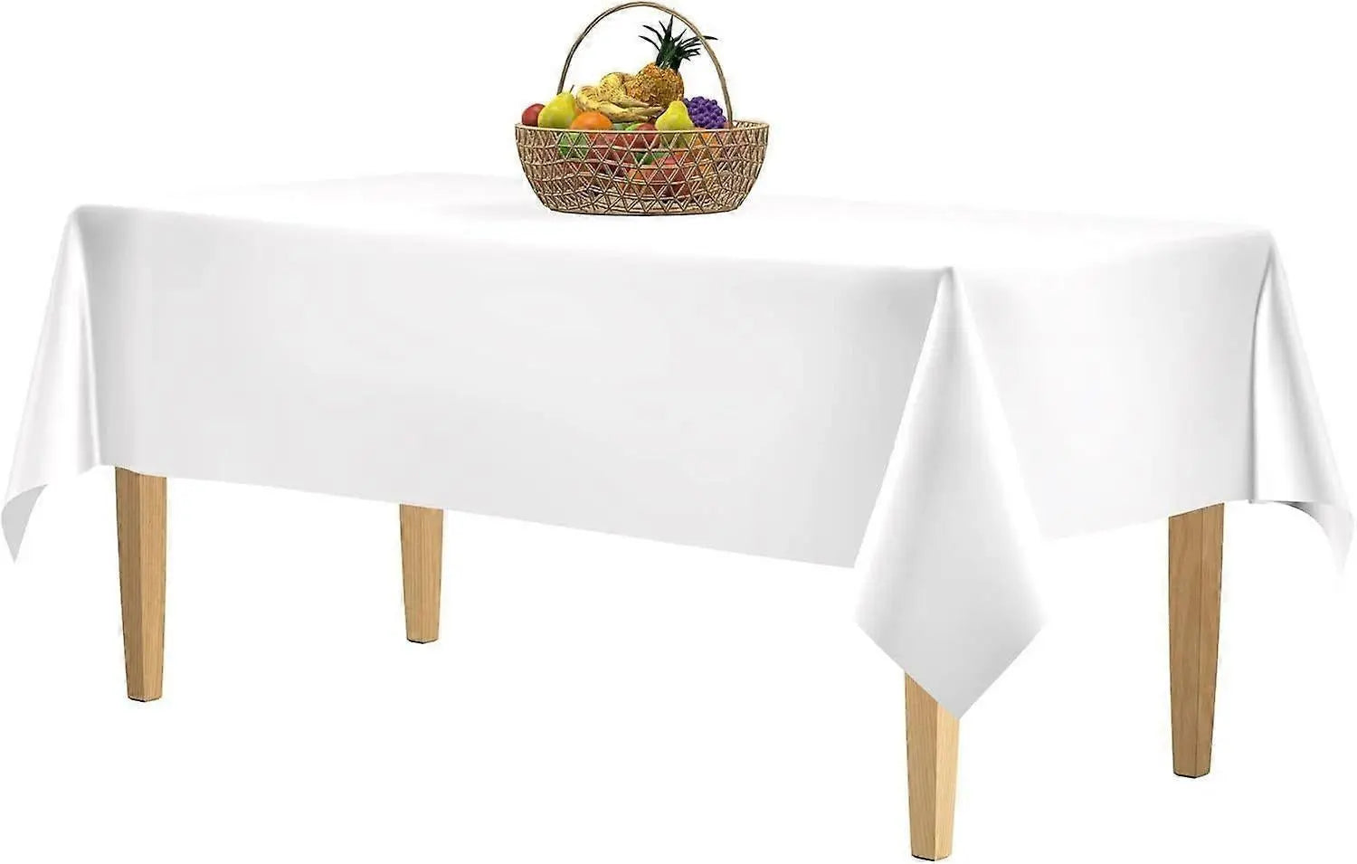 5 Pack Premium White Plastic Tablecloth - 108 x 54 in Wholesale Hub