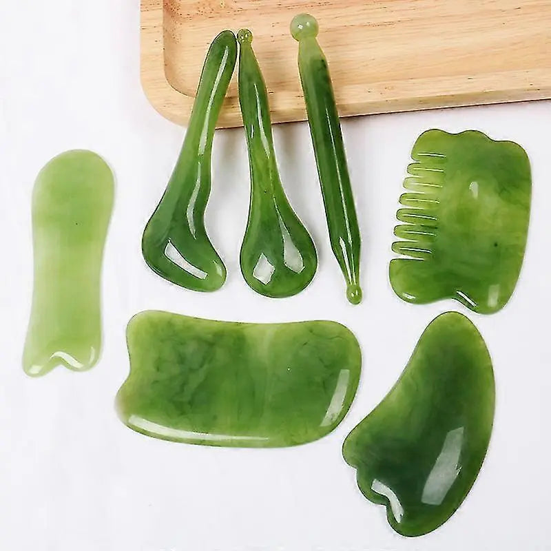 7pcs Natural Stone Guasha Scraping Tool Set, Traditional Anti-Aging Gua Sha Boards Wholesale Hub