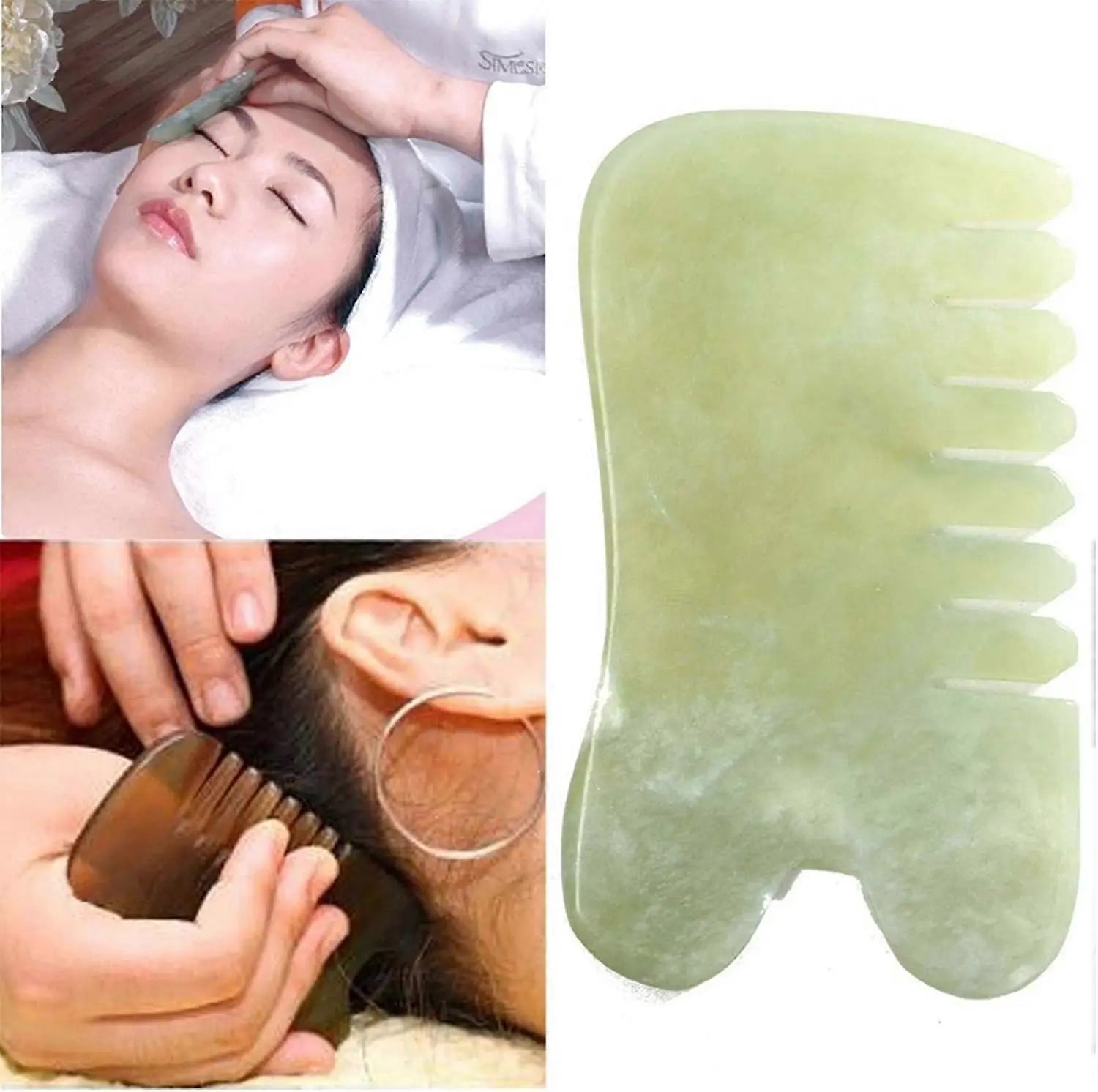Natural Jade Stone Guasha Massage Comb, Acupuncture & Trigger Point Neck Therapy Tool Wholesale Hub