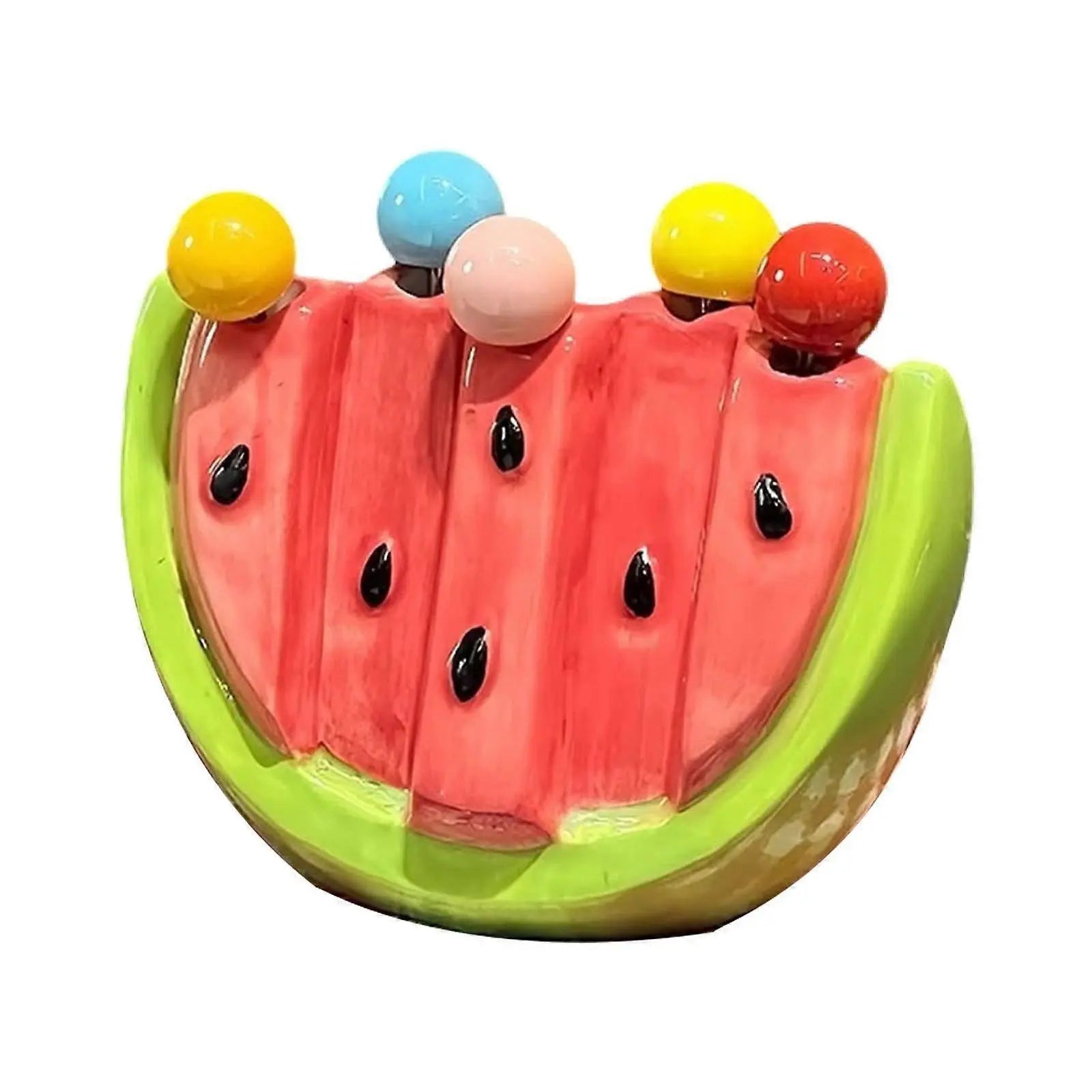 5pcs Fruit Forks with Ceramic Storage Jar Dessert Forks for Salad Picnic Party Wholesale Hub