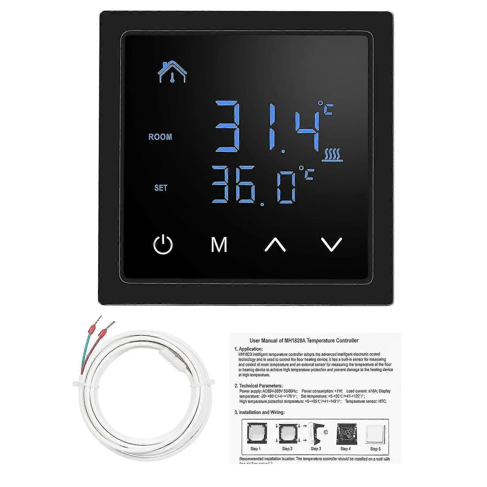Smart Thermostat 16A Floor Heating Temperature Controller with LED Touch Screen Wholesale Hub
