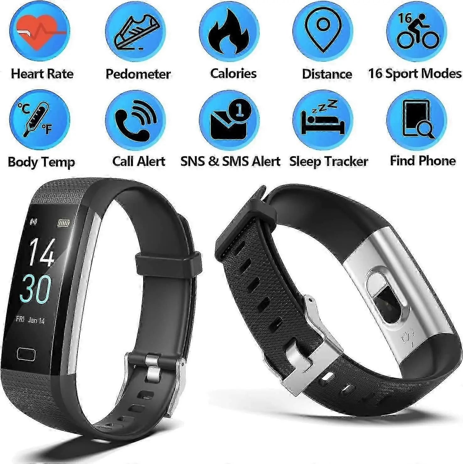 IP68 Fitness Tracker Smartwatch - Heart Rate, Sleep, Step Counter, Calories, Blood Pressure Wholesale Hub