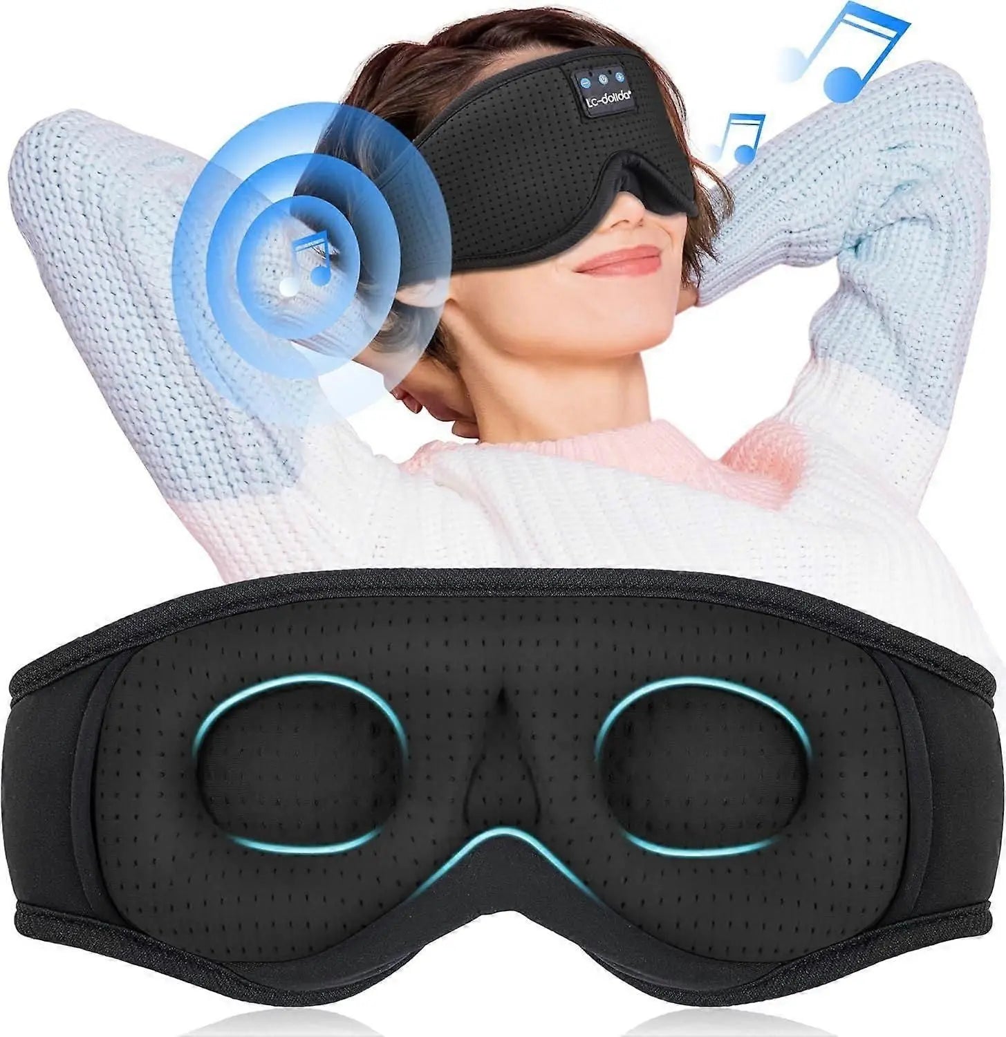 3D Sleep Mask with Bluetooth Headphones - Wireless 5.4, 13H Playtime, Light Blocking Wholesale Hub