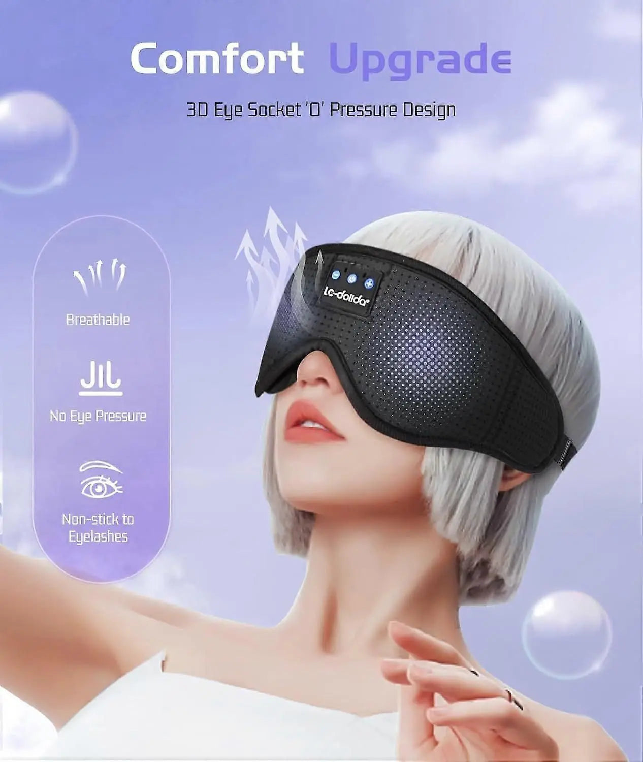 3D Sleep Mask with Bluetooth Headphones - Wireless 5.4, 13H Playtime, Light Blocking Wholesale Hub