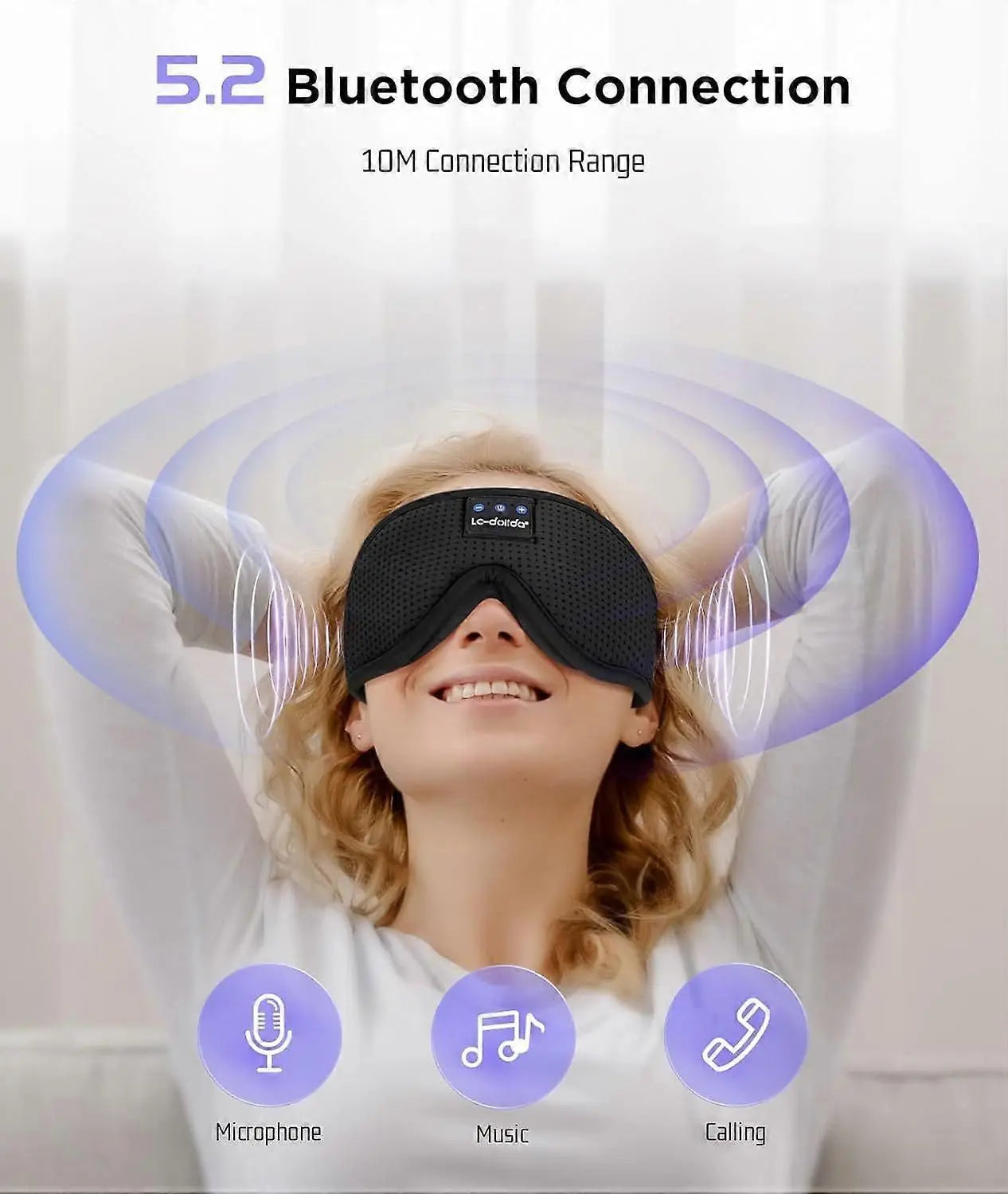 3D Sleep Mask with Bluetooth Headphones - Wireless 5.4, 13H Playtime, Light Blocking Wholesale Hub