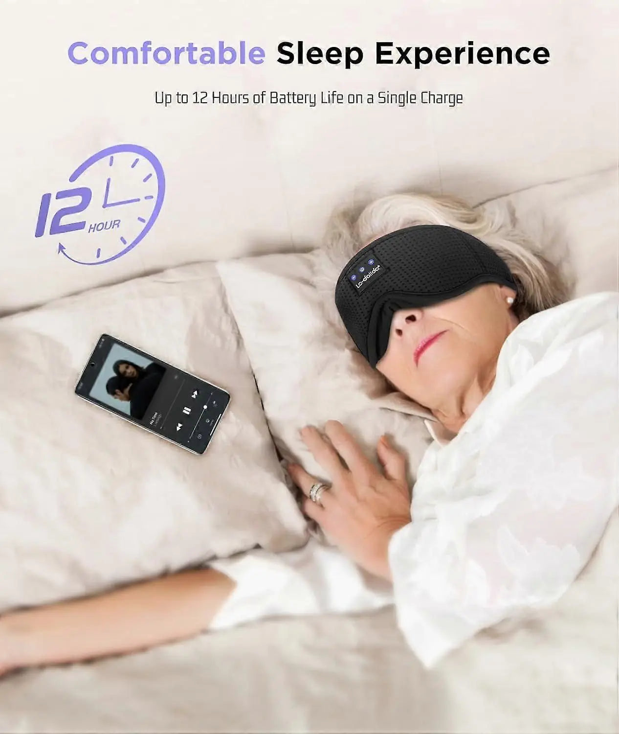 3D Sleep Mask with Bluetooth Headphones - Wireless 5.4, 13H Playtime, Light Blocking Wholesale Hub
