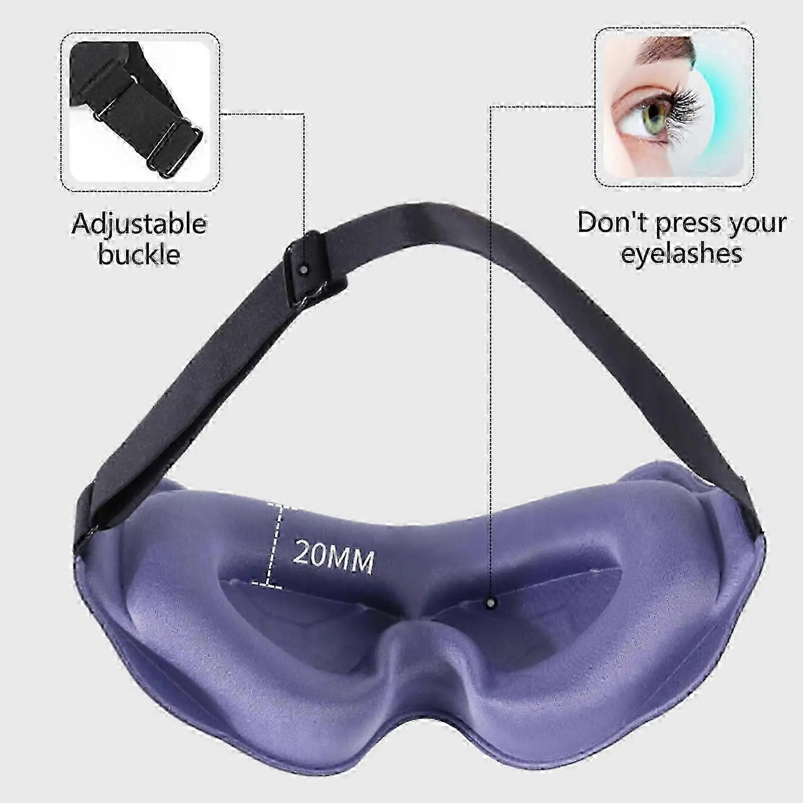Washable Sleep Mask for Side Sleeping - Adjustable Strap, Breathable, Travel Wholesale Hub