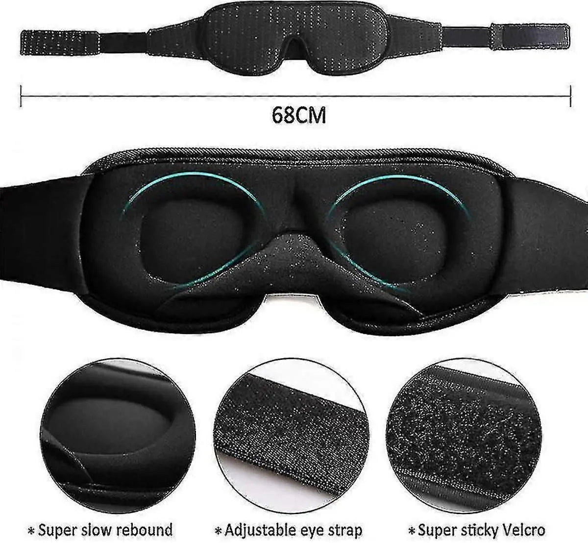 3D Light Blocking Sleep Mask - Padded, Sleep Aid, Memory Foam Wholesale Hub