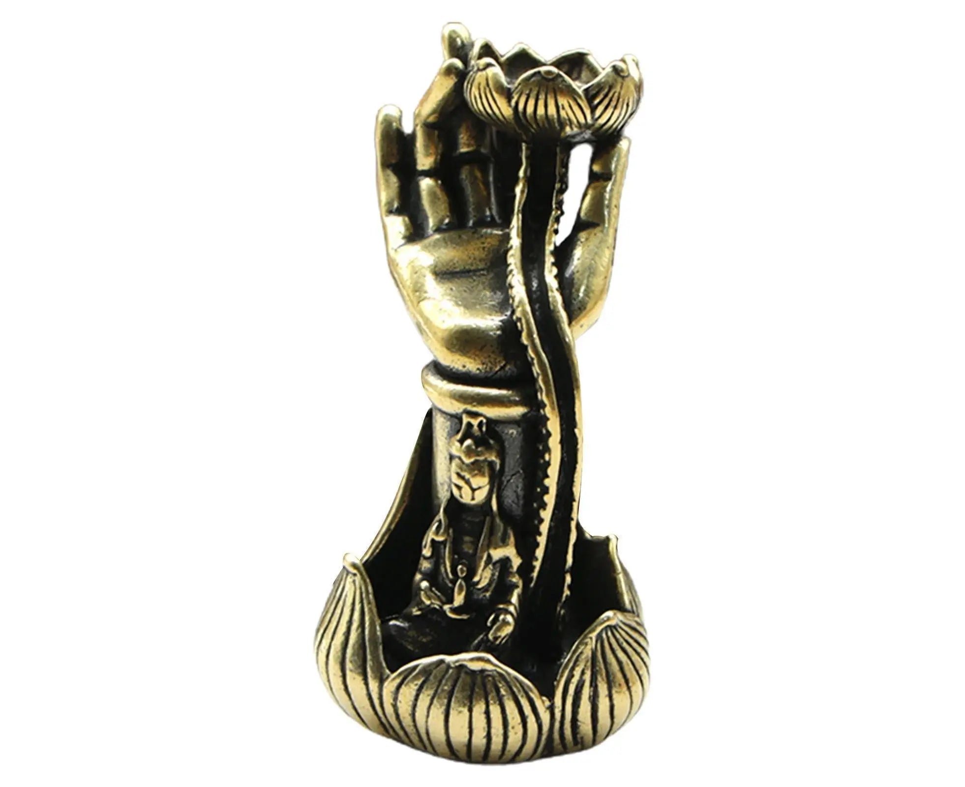 Lotus Shape Backflow Incense Burner Non-fading Brass Traditional Censer Burner for Table- L Wholesale Hub