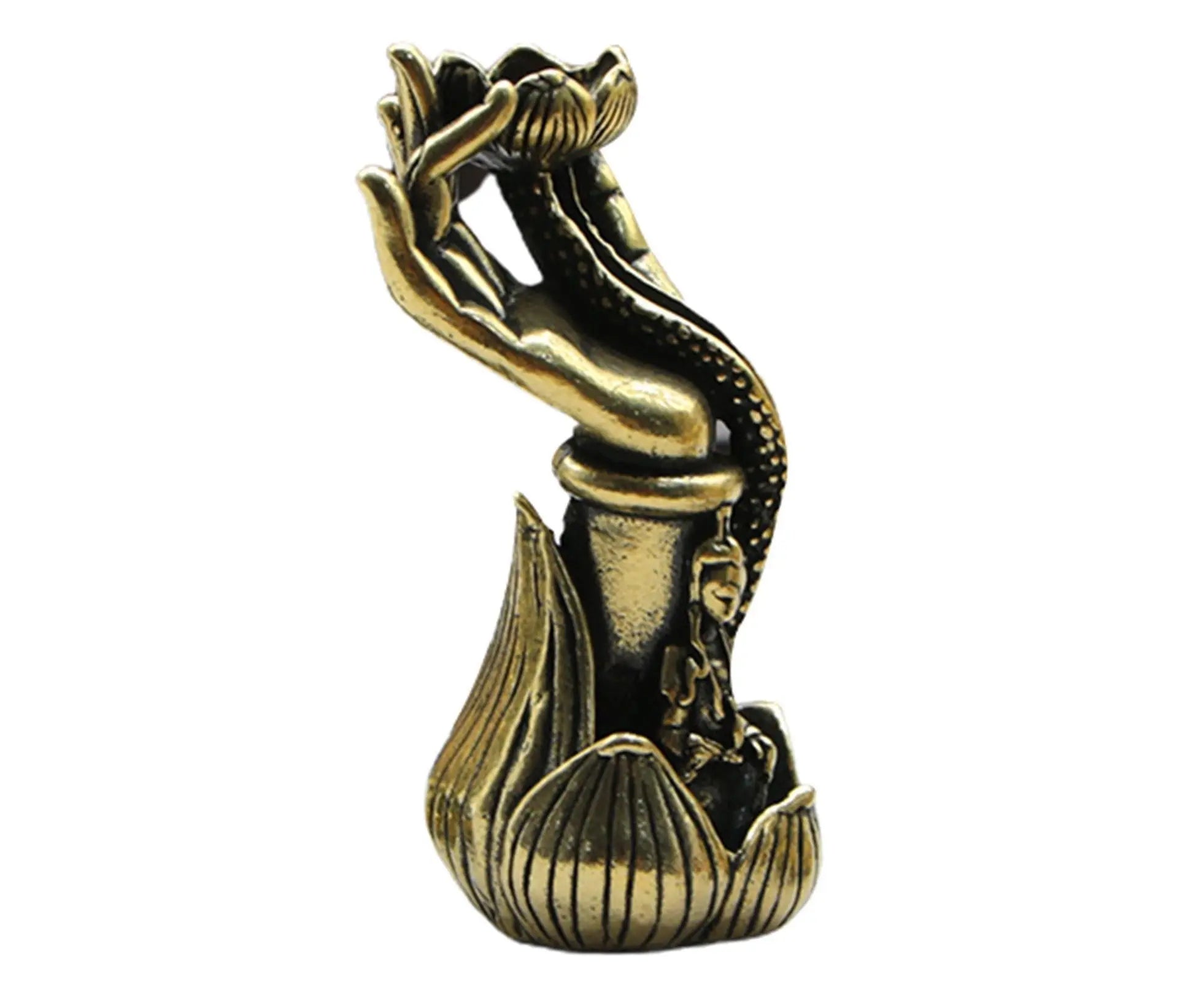 Lotus Shape Backflow Incense Burner Non-fading Brass Traditional Censer Burner for Table- L Wholesale Hub