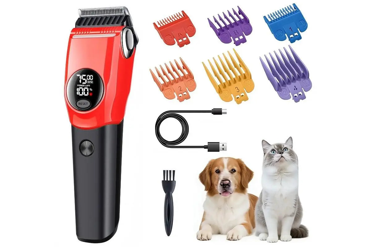 Dog Clipper Low Noise Dog Grooming Kit Rechargeable 3-Speed With LCD Display for Dogs Cats Pets Wholesale Hub