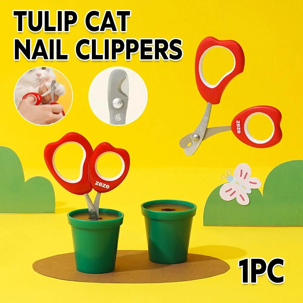 Tulip Shape Cat Nail Clipper Pet Grooming Tool Safety Durable for Cat Kitties Wholesale Hub