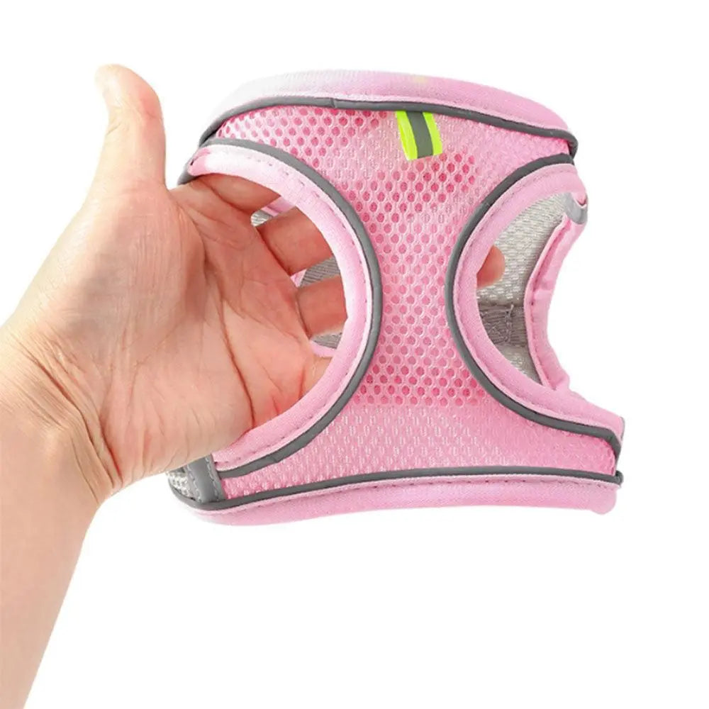 Pet Cat Harness and Leash Set Breathable Vest with Reflective Strip for Kitten Walking Traveling Pink Wholesale Hub