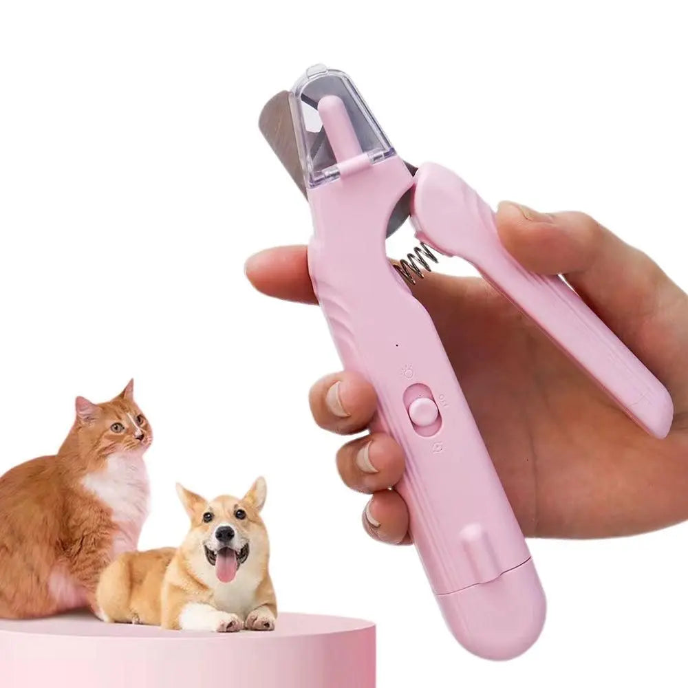2-in-1 Pet Nail Grinder with LED Lights USB Rechargeable Dog Nail Clippers Cats Claw Trimmer Pink Wholesale Hub