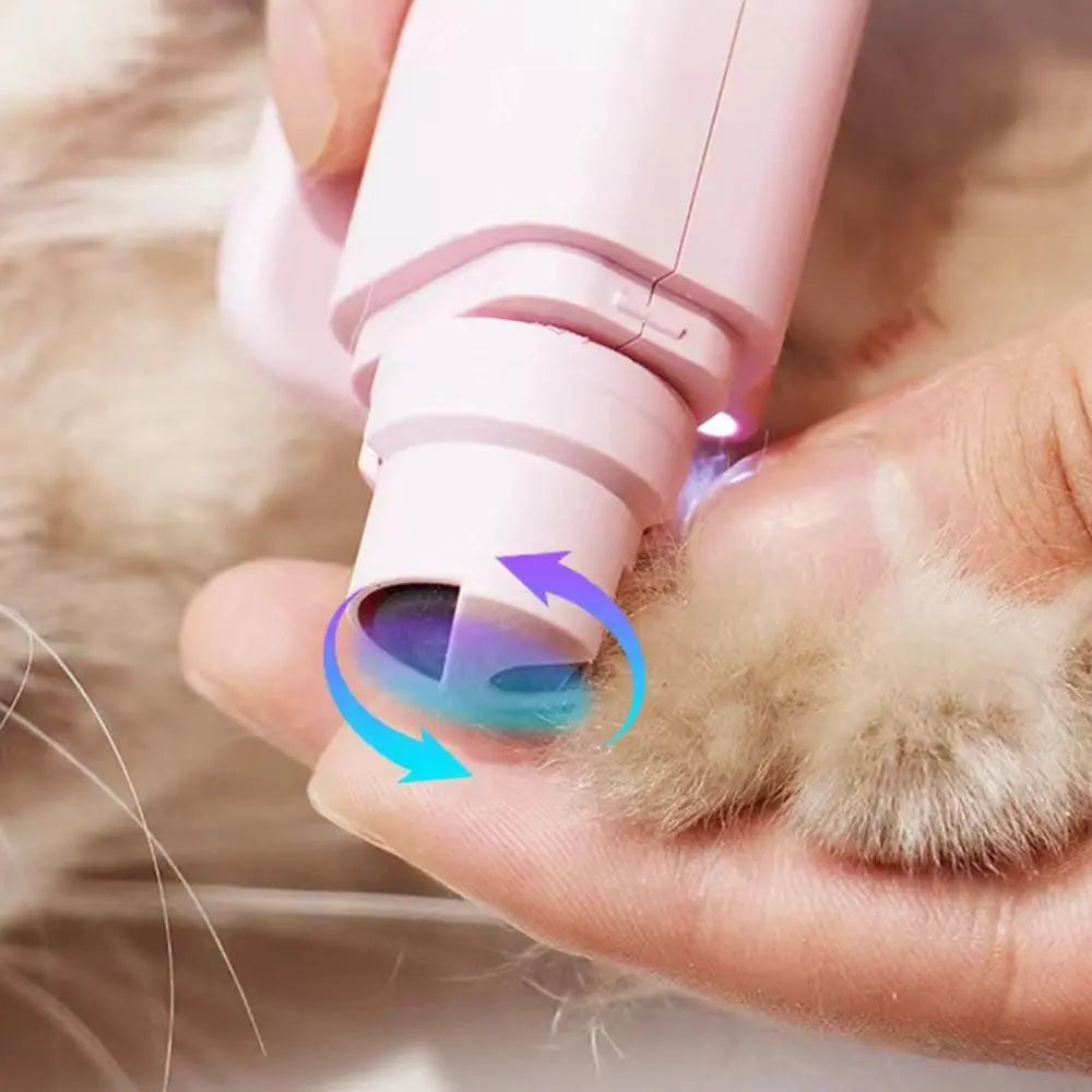 2-in-1 Pet Nail Grinder with LED Lights USB Rechargeable Dog Nail Clippers Cats Claw Trimmer Pink Wholesale Hub