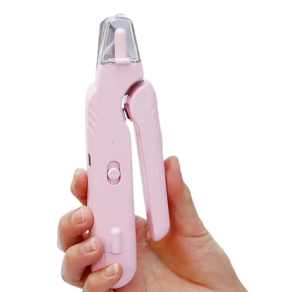 2-in-1 Pet Nail Grinder with LED Lights USB Rechargeable Dog Nail Clippers Cats Claw Trimmer Pink Wholesale Hub