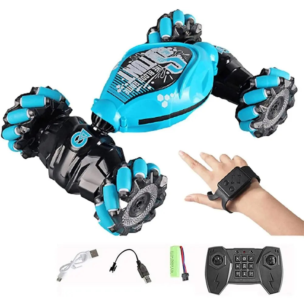 Remote Hand Control Watch Gesture Sensor Twist Car Toy USB charging Car Toy -Blue Wholesale Hub