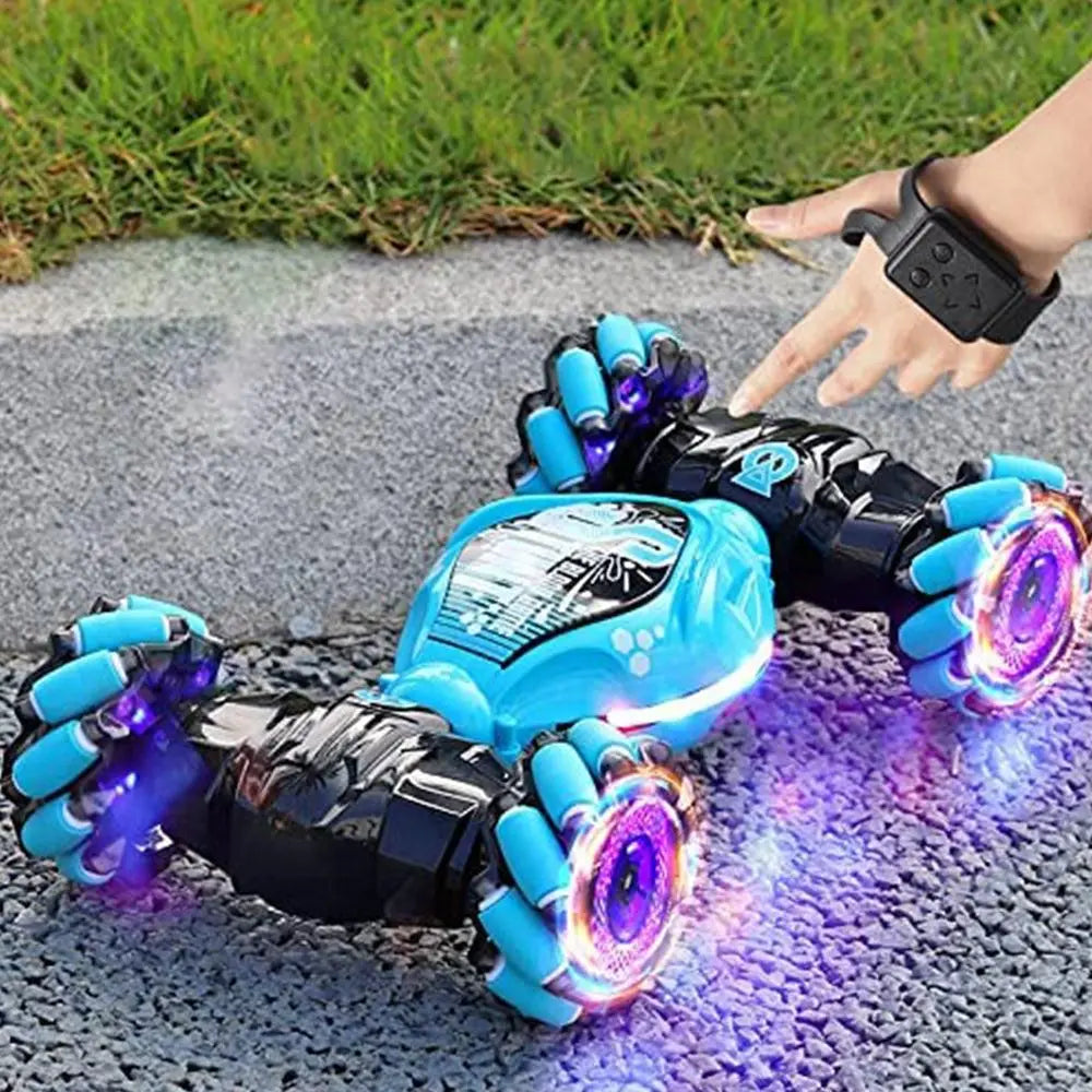 Remote Hand Control Watch Gesture Sensor Twist Car Toy USB charging Car Toy -Blue Wholesale Hub