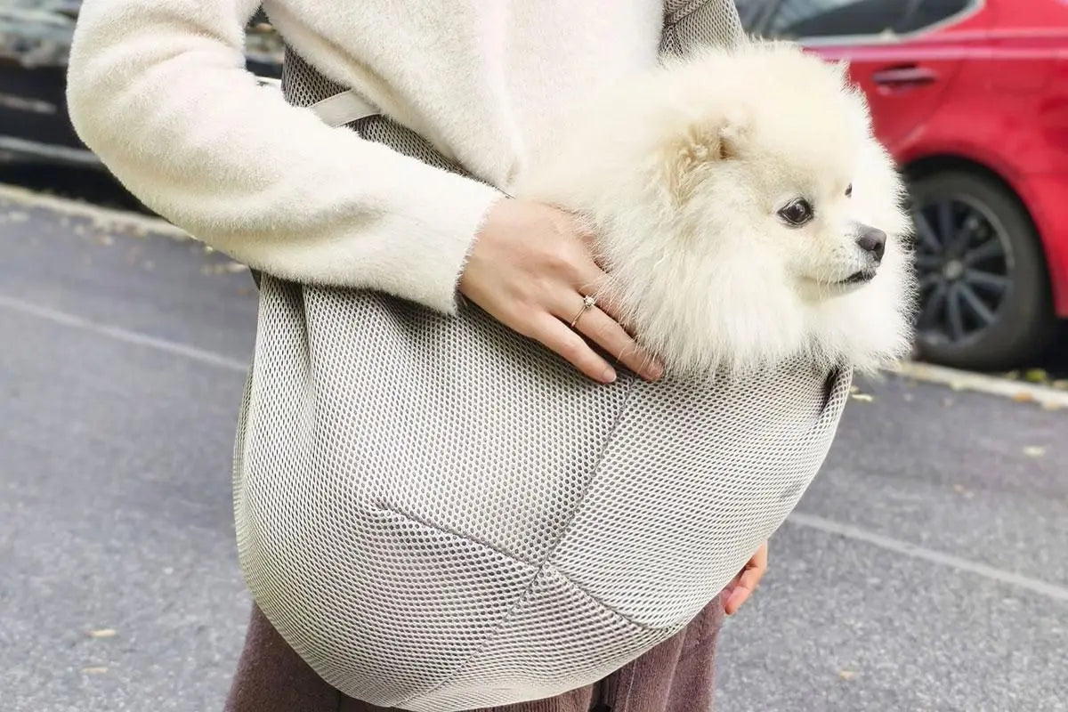 Breathable Dog Carrier Sling With Storage Pocket Pet Carrier Shoulder Pouch For Outdoor Travel -Gray Wholesale Hub