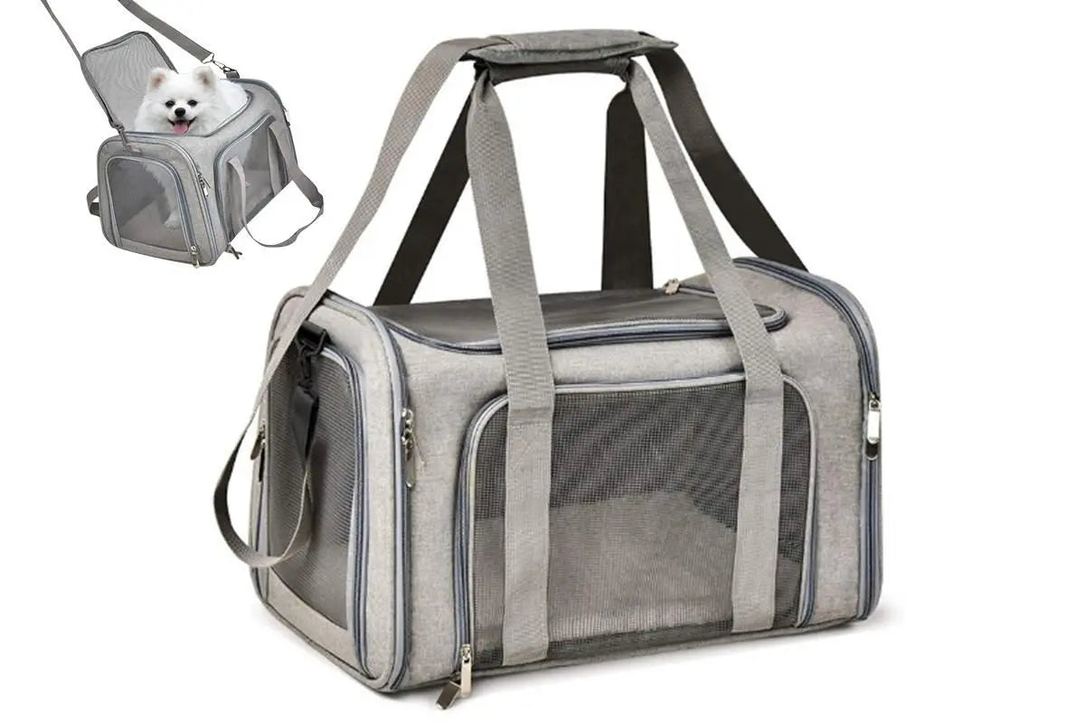 Portable Travel Bag Soft Crate Cage Cat Bag Animal Carriers for Pets -Grey Wholesale Hub