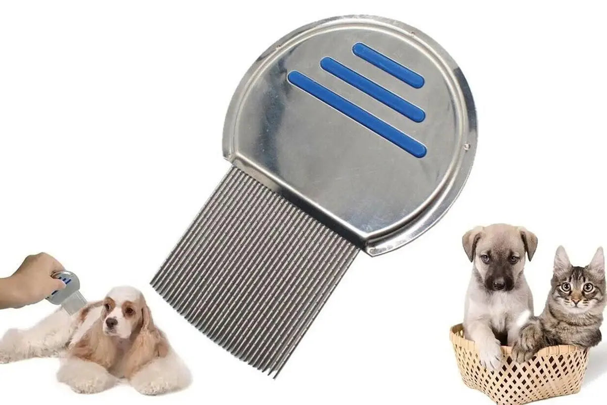 Stainless Steel Pet Flea Comb Fine Tooth Grooming Tool for Dogs Cats - Blue Wholesale Hub
