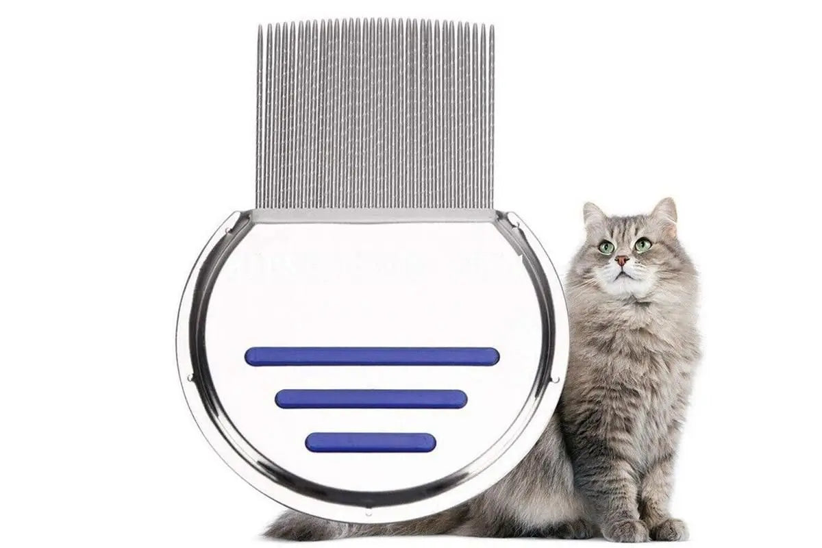 Stainless Steel Pet Flea Comb Fine Tooth Grooming Tool for Dogs Cats - Blue Wholesale Hub