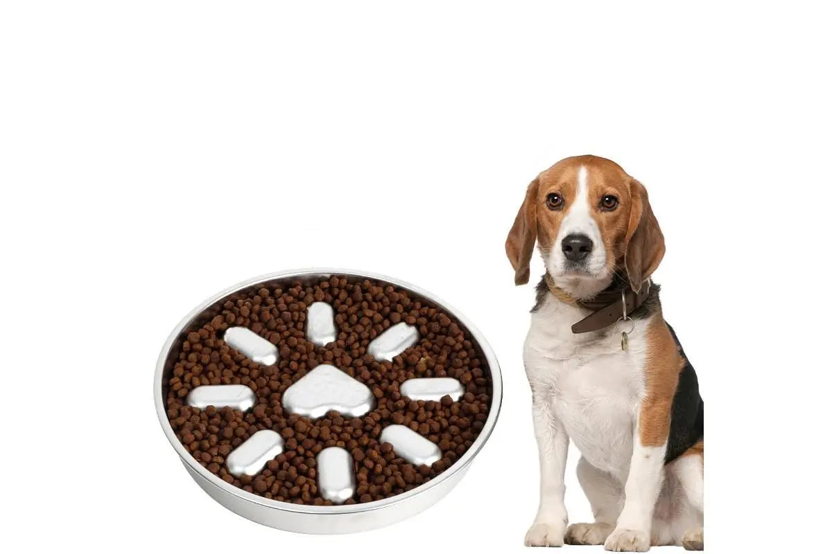 Slow Feeder Dog Bowl Stainless Steel Non Slip Puzzle Maze Bowl Slow Down Eating Wholesale Hub