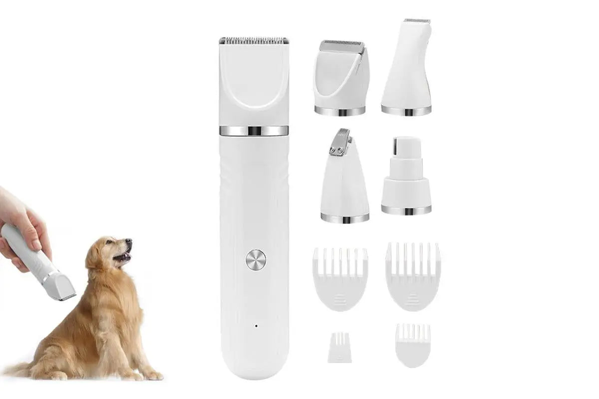 4-in-1 Dog Clipper Dog Grooming Kit with 4 Blade Heads -White Wholesale Hub