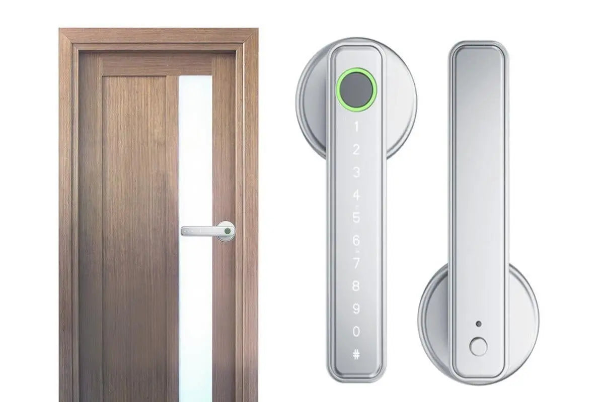 5 in 1 Smart Door Lock Fingerprint Door Knob with IC Cards and Backup Keys - Silver Wholesale Hub