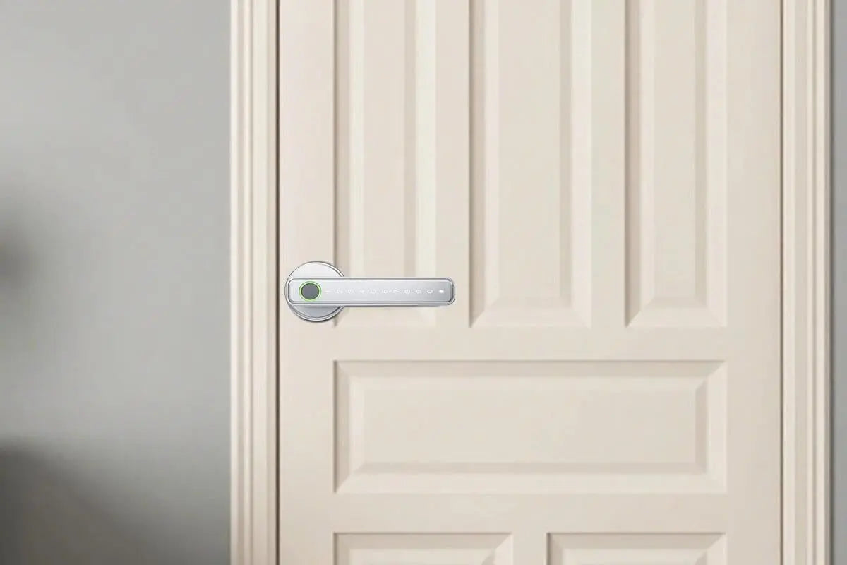 5 in 1 Smart Door Lock Fingerprint Door Knob with IC Cards and Backup Keys - Silver Wholesale Hub