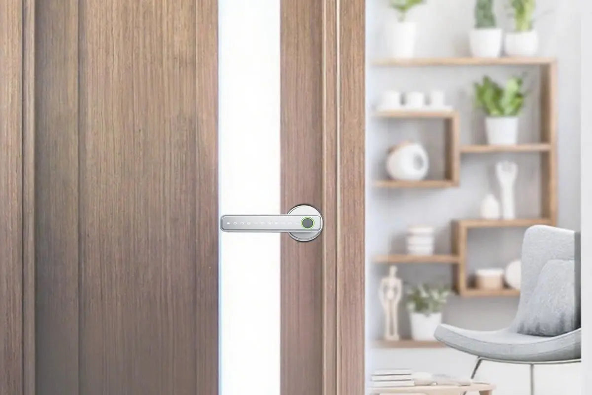 5 in 1 Smart Door Lock Fingerprint Door Knob with IC Cards and Backup Keys - Silver Wholesale Hub