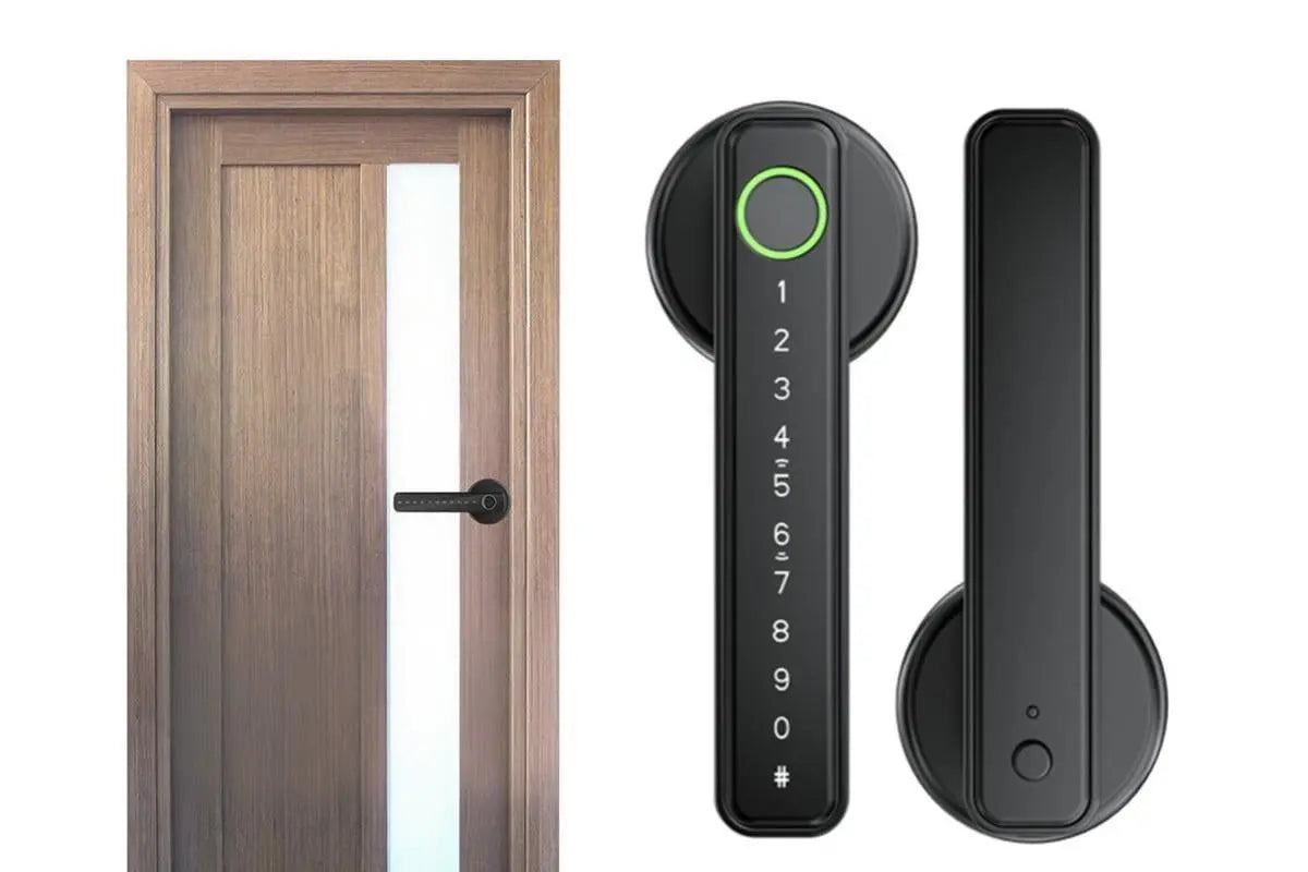 5 in 1 Smart Door Lock Fingerprint Door Knob with IC Cards and Backup Keys - Black Wholesale Hub